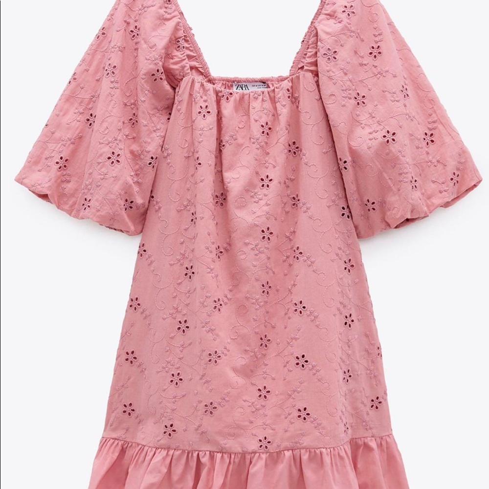 Zara embroidered eyelet dress